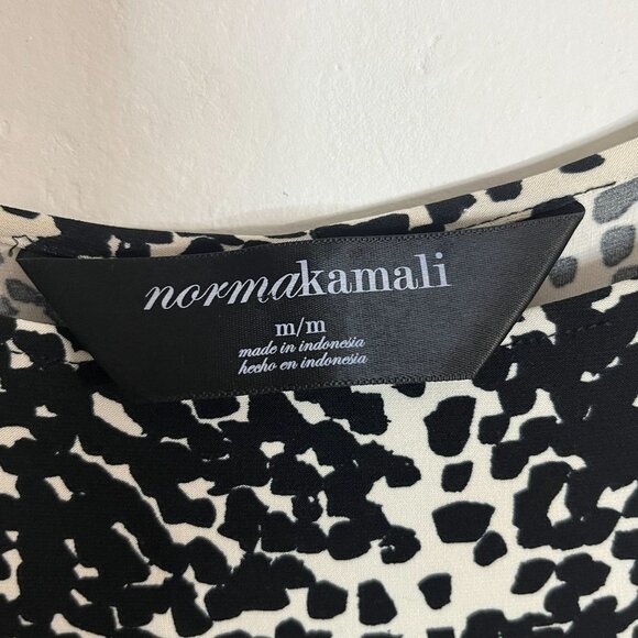 Norma Kamali Black White Abstract‎ Animal Print Spotted Ruched Dress Size Medium - Picture 6 of 10